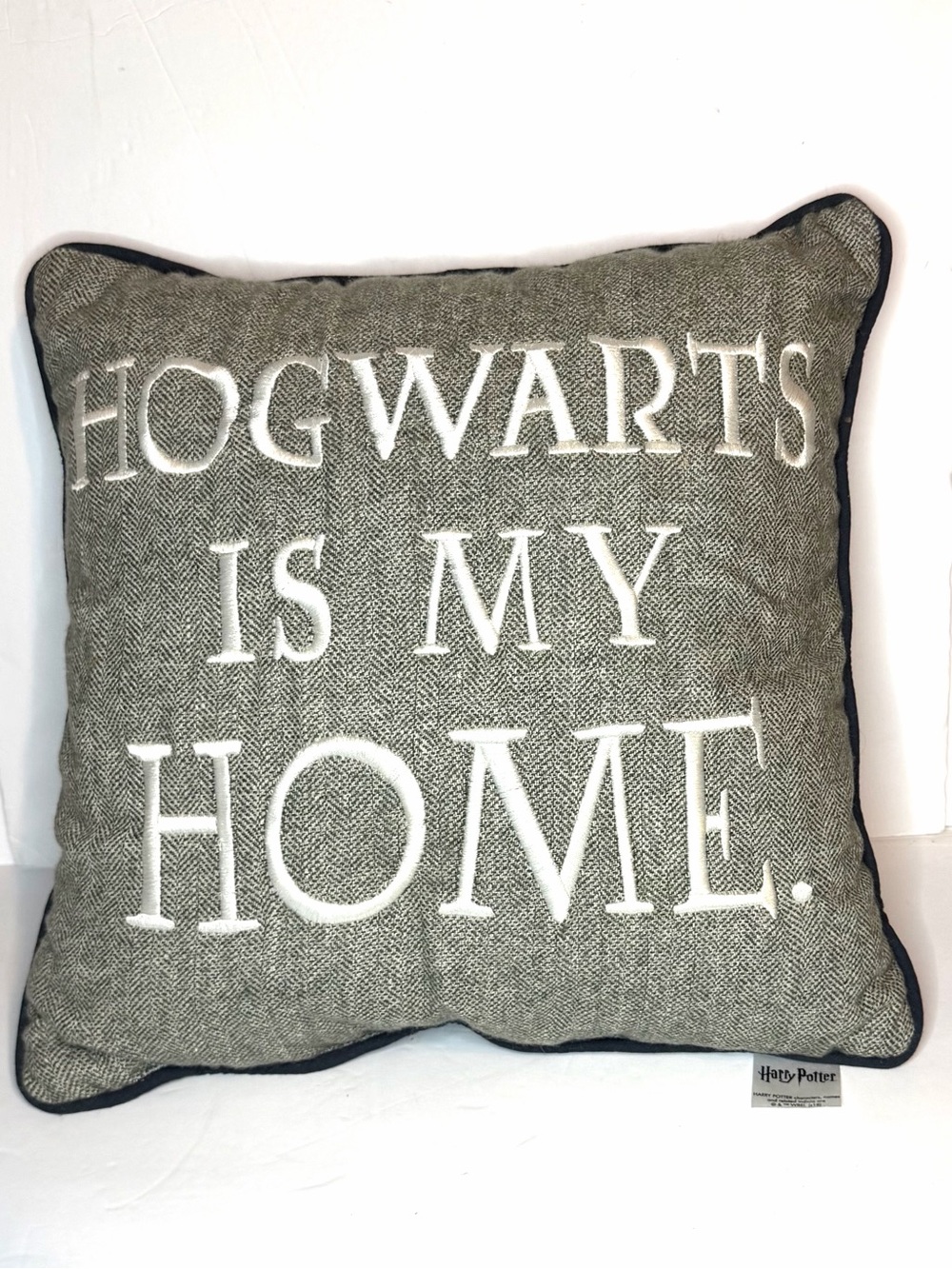 Harry  Potter Hogwarts Is My Home Embroidered Accent Pillow - Gray